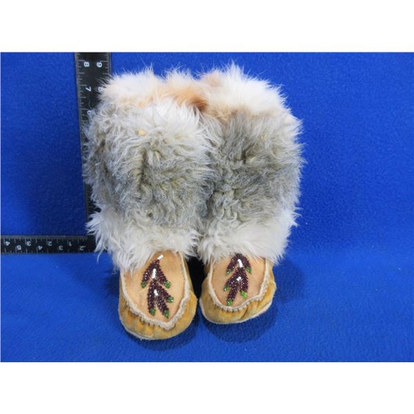 Native American Childs Mukluks with Fur and Beadwork