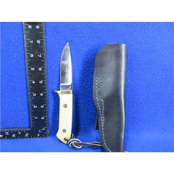 Fixed Blade Knife with Leather Sheath - 3 1/2" Blade