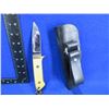 Image 4 : Fixed Blade Knife with Leather Sheath - 3 1/2" Blade