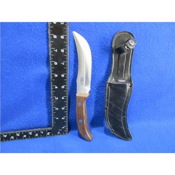 Fixed Blade Knife with Leather Sheath - 5" Blade