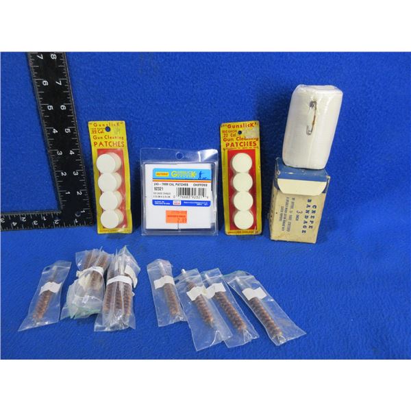 Lot of Misc. Gun Cleaning Supplies - Bore Brushes, Patches