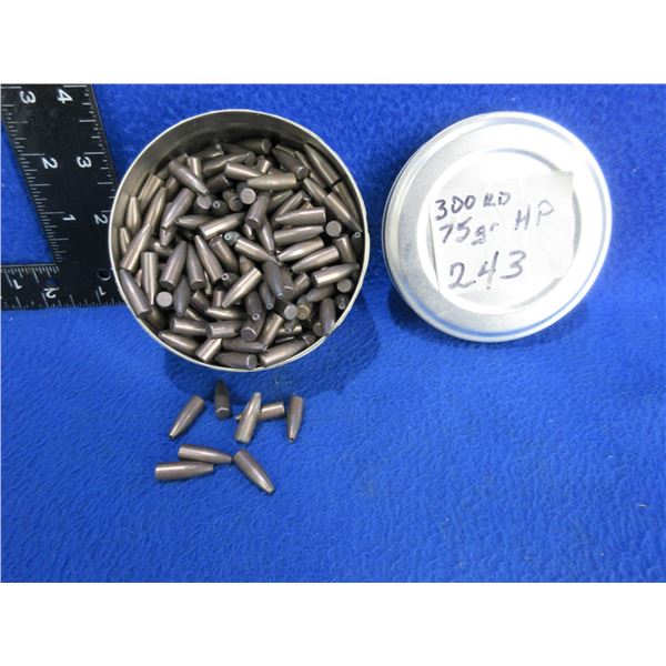 .243" 75gr HP Bullets - Tin of Approx. 300