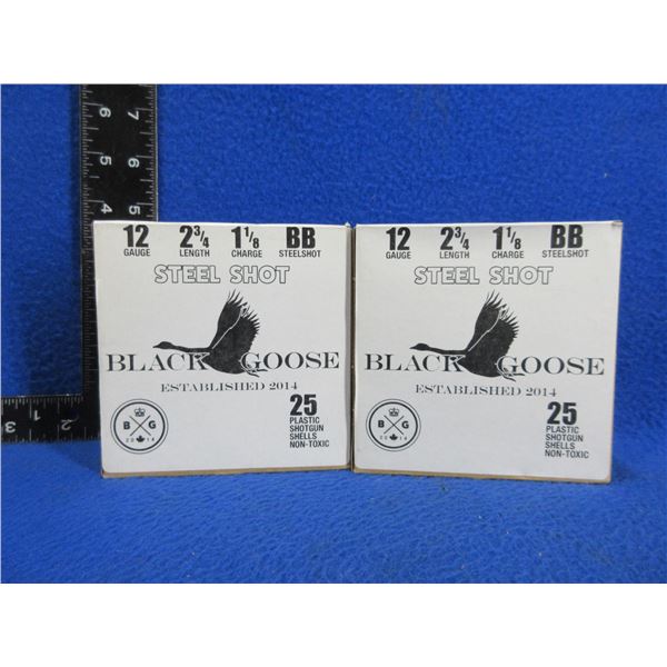 12 Ga. 2 3/4" BB Steel Shot Black Goose Shotshells