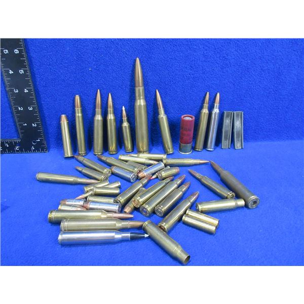 Lot of 35+ Assorted Cartridges, 4 Brass & 2 Stripper Clips