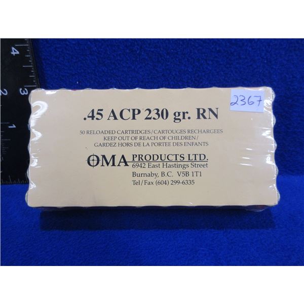 45 ACP 230gr RN OMA Products Factory Reloads
