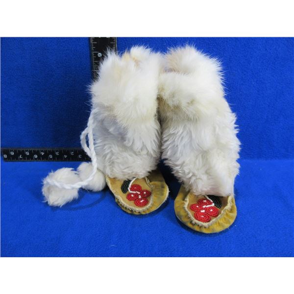 Native American Childs Mukluks with Fur and Beadwork
