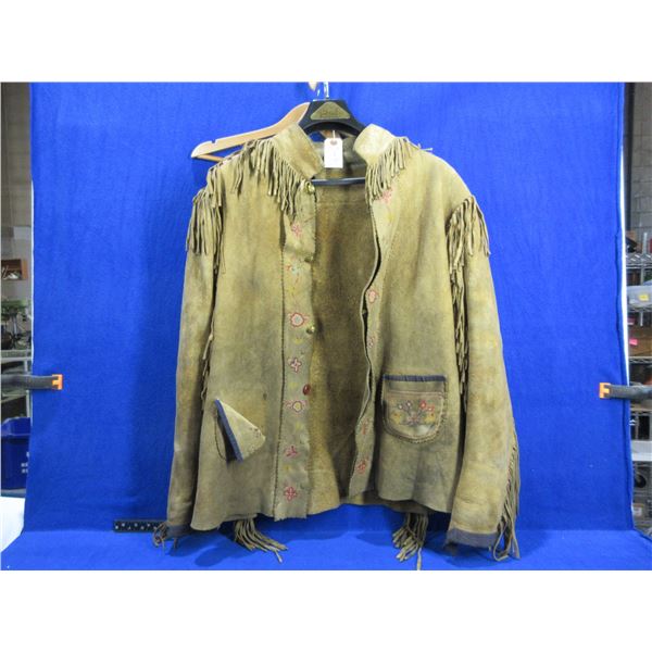Native American Buckskin Jacket with Beadwork & Fringes