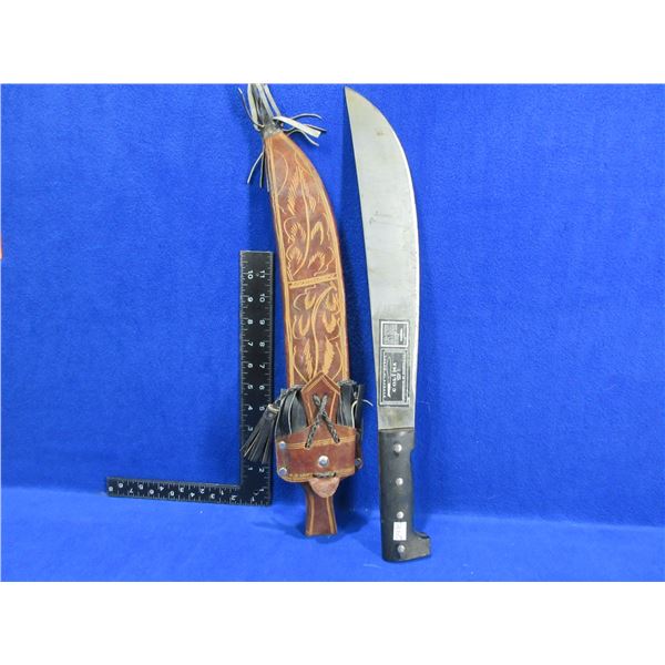 Colima Quatemala Machete with Leather Sheath - 14" Blade