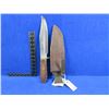 Image 1 : Large Coffin Handle Bowie Style Knife with Leather Sheath