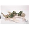 Image 2 : Antler and soapstone sculpture featuring seven green serpentine stone carved seals, 11", no artist s