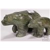 Image 2 : Inuit carved soapstone mother and bear 3 1/2" X 7"