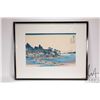 Image 1 : Vintage framed Japanese wood block print "Enoshima in Sagami Province" no. 17 in the series of print