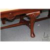 Image 2 : Antique style semi contemporary bed end bench with cabriole feet and decorative wood, 18" high X 45"