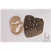 Image 2 : Two pieces of Inuit art including bone carved whales on vertebra, labeled artist Inuksak 2 1/2" in d