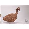 Image 2 : Hand woven First Nations basket, 8" in diameter and 3 1/4" in height and a Tamarack twig goose, 6 1/
