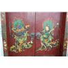 Image 8 : Antique Tibetan polychrome lintel and doors, probably 19th century. The pair of doors, each centerin
