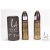 Image 1 : Two pieces of trench art from 37mm Hotchkiss relvoving cannon shells, dated 1914 and 1918, each 6 1/