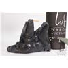 Image 2 : Two Inuit soasptone sculptures including 4" hunter with seal, signed in syllabics and a green soapst