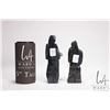 Image 2 : Two Inuit carved soapstone figures including 6 1/2" and 6", both signed in syllabics and one dated 2