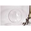 Image 2 : Art Deco pressed glass bowl 10 1/2" plus an 18 3/4" Vaseline glass vase in bronze galley