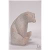 Image 2 : Inuit carved soapstone sculpture -Sitting Bear by Douglas Akoilak, Nunavut, 1992, 5" X 5"
