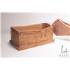 Image 2 : Hand woven West Coast basket, hand carved Haida wooden box, 4" H X 8" W X 5" D and a 19" birch bark 