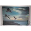 Image 2 : Acrylic on canvas painting of Canada geese in flight, by artist Orland P. Gibson (1914- 1968), 22 1/