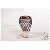 Image 2 : Vintage gent's sterling silver pierced work ring set with amber, marked .925 Poland, size 10.5