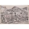Image 2 : Two framed Inuit scrimshaw ivory carvings including Pulling the seal and Camp, both by artist B. Kat