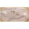 Image 2 : Two framed Inuit scrimshaw ivory carvings including Building An Igloo and Dog Sled, both by artist B