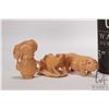 Image 2 : Six Japanese hand carved box wood miniature animals including frog, horse, monkey, rat, cockral and 