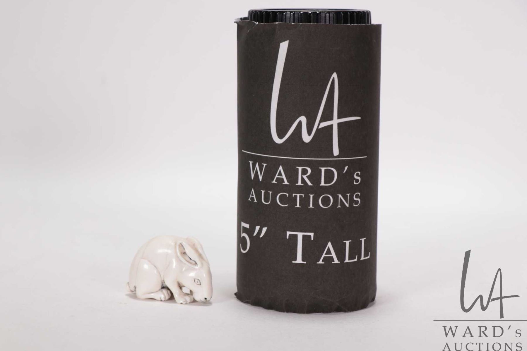 Hand carved ivory rabbit netsuke with artist signature 1 1/2