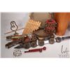 Image 2 : Selection of collectible musical instruments including a pair of Egyptian mother-of-pearl inlay and 