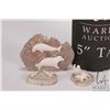 Image 2 : Three miniature Inuit sculptures including marine ivory whales and seal on vertebrae and figure with