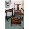 Image 1 : Three pieces of mid 20th century furniture including open arm side chair, occasional table and a can