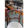 Image 2 : Antique delicate open back side chair with carved decoration and upholstered seat
