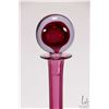 Image 2 : Cranberry and colourless art glass bottle with stopper signed Seguso Murano, 16 1/2" in height