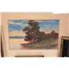 Image 2 : Four pieces of wall art including miniature hand painted watercolours, one labeled "China Clipper" b