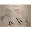 Image 2 : Framed original coloured felt pen drawing of two birds, signed in syllabics by artist Kenojuak, 24" 