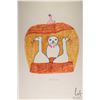 Image 2 : Framed original coloured felt pen drawing, titled Three White Birds, signed in syllabics by artist P