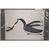 Image 2 : Unframed coloured felt pen drawing titled "Bird Eating Fish", signed by artist Pauta, Cape Dorset, 1