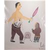 Image 2 : Unframed limited edition stencil print, tilted "Greedy Giant" pencil signed by artists Ohoveluk/Ohov