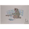 Image 2 : Unframed limited edition stencil print, titled " Fishing through the Ice", pencil signed in syllabic