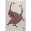 Image 2 : Unframed limited edition stencil print, titled "Geese Searching for Food", signed in syllabics by ar