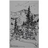 Image 2 : Two black and white etchings of mountains, both by artist Richard Dixon and both 14" X 16". Note: Ar