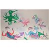 Image 2 : Unframed original coloured pen drawing titled "Birds" by artist Takerki, Cape Dorset, 20" X 25"