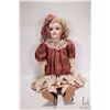 Image 2 : Antique French Jumeau bisque head doll with mohair wig, glass sleep eyes and open mouth, marked S.F.
