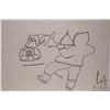 Image 2 : Unframed original coloured felt pen drawing titled "Hunting A Bear with Dog" by artist Alec Bankslan