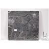 Image 2 : Inuit relief carved soapstone slab featuring a hunter and his dog, signed in syllabics, 12" X 12"