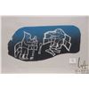 Image 2 : Unframed limited edition stencil print, titled "Winter Fishing" by pencil signed in syllabics by art